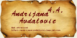 Andrijana Avdalović vizit kartica